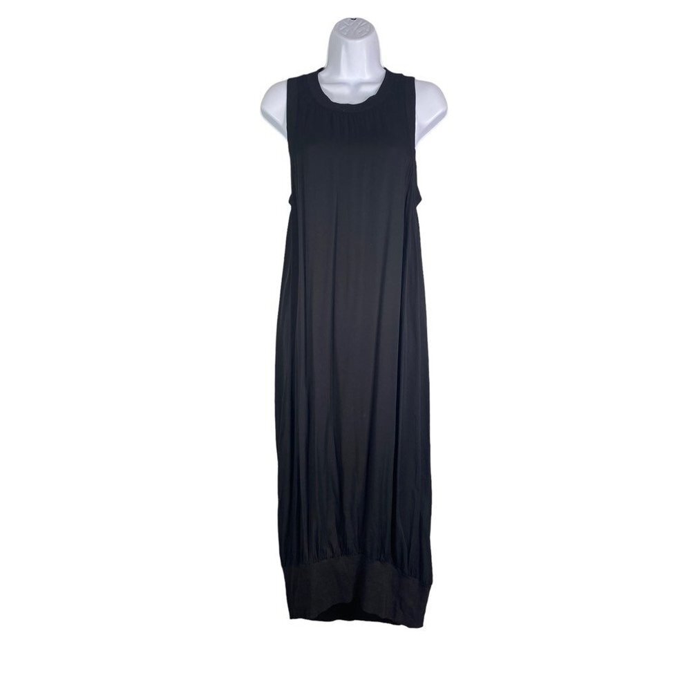 Lumiere Womens Cocoon Dress Black Stretch Midi Scoop Neck Sleeveless Artsy M New - Picture 2 of 11